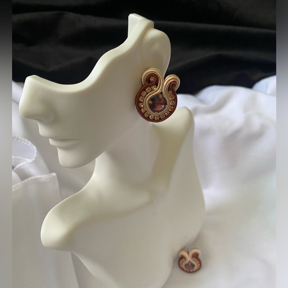 Elegant Gold and Brown Earrings
